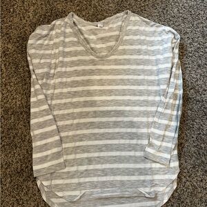 Old Navy Gray and White Striped Long Sleeve Top